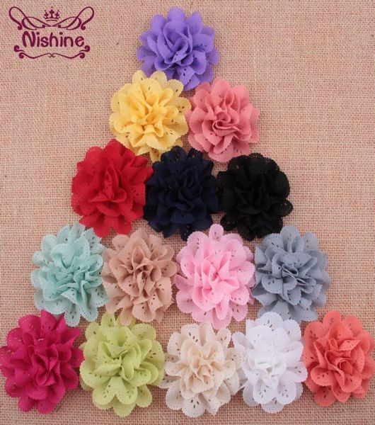 

nishine 3quot chic flatback chiffon mesh flower handmade fabric hair flower diy headband girls hair accessories7684521, Slivery;white