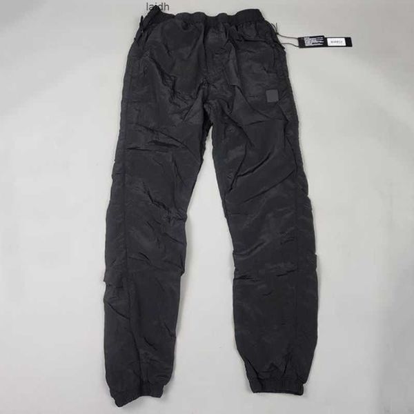 

brand designers pants metal nylon pocket embroidered badge casual trousers thin reflective island pantsvl25, Black