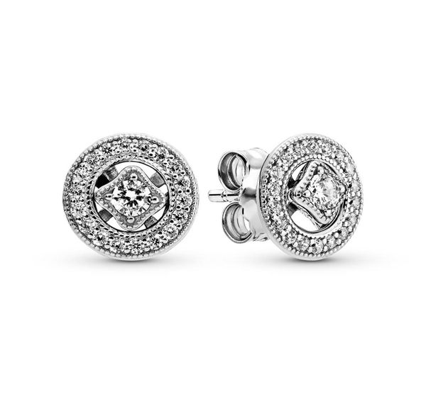 

925 sterling silver women039s vintage circle stud earrings luxury fashion jewelry designer earrings with charmes original gift 6311202, Golden;silver