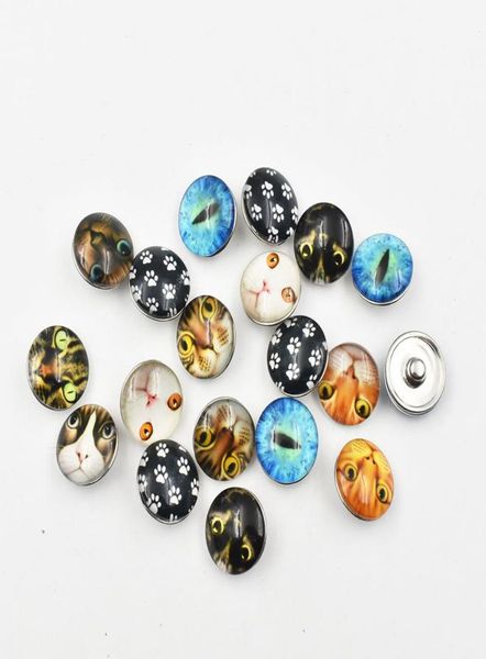 

mixed cat eye paw glass snap button charm for glass cabochons jewelry fit ginger snap ringnecklace women jewelry1566654, Bronze;silver