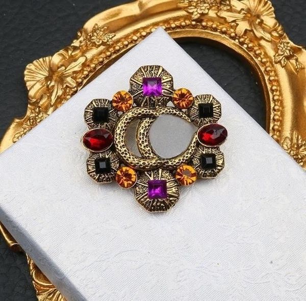 

fashion luxury women designer brooches 18k gold plated inlay crystal rhinestone brooch charm brand letter brooch pin jewelry accessories gif, Gray