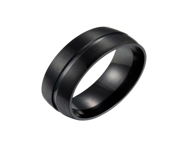 

black simple mens ring fashion stainless steel trend metal texture ring temperament mens jewelry accessories9756193, Silver