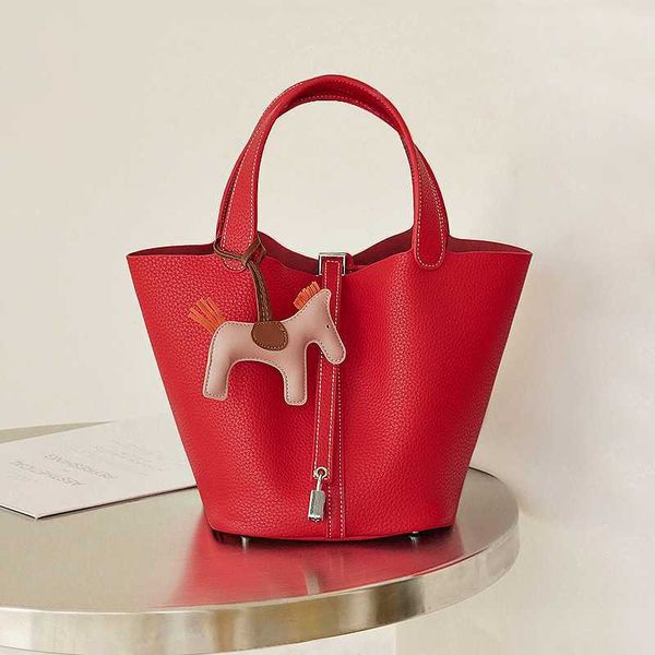 

wholesale designer h ormes totes handbags maihui leather handbag vegetable basket children's bag 2023 bucket female red cowhide bride&#