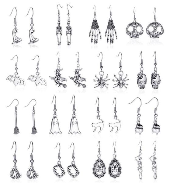 

halloween earrings simple retro skull bat spider earrings distressed earrings holiday jewelry5526323, Silver