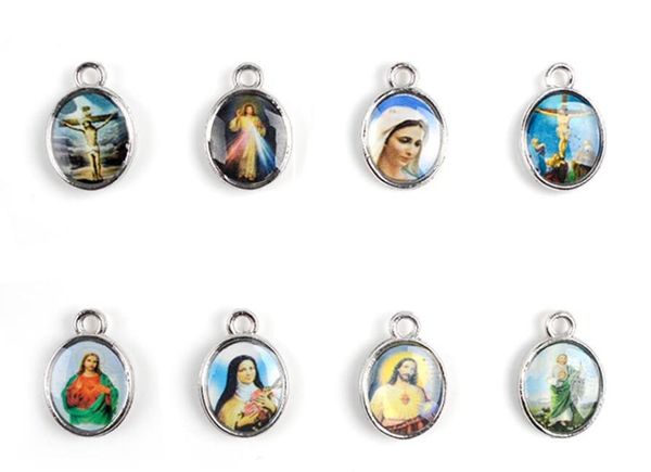 

catholic small doublesided mini jesus icon medal charm jesus mini maria immortal icon rosary pendant for bracelet earrings jewelr2057941, Bronze;silver