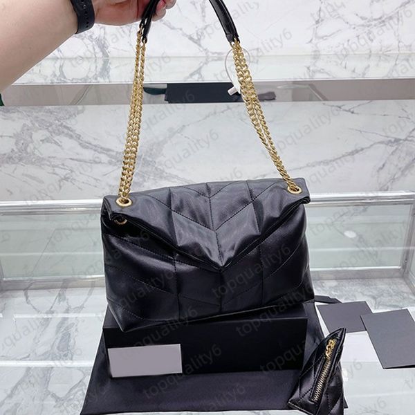 

fashion classic women leather shoulder crossbody bag puffer designer handbag chain