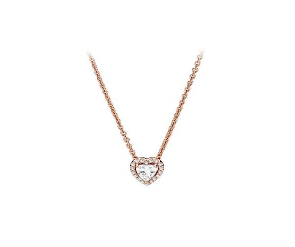 

925 sterling silver heart pendant necklace original box for cz diamond bright star chain necklace women and men set gifts9450621