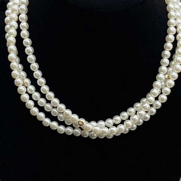 

new double long style pearl necklace fashion trendy small design sweater chain, Silver