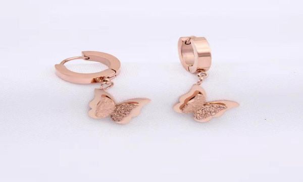 

pretty fine rose gold titanium steel shiny double butterfly earrings jewellery women girls gift gift case2290231, Silver