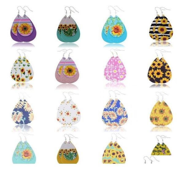 

dangle chandelier printed faux leather teardrop earrings colorful layered flower pattern water drop earrings creative gifts 86y0x4649526, Silver