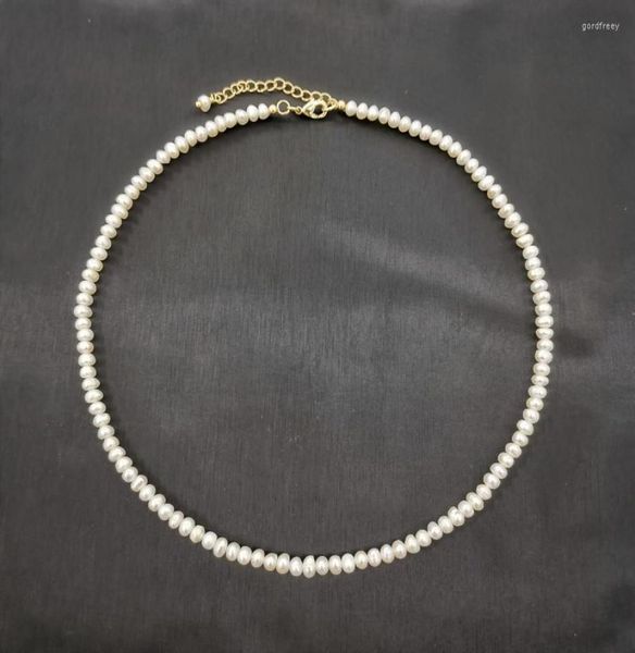 

chains 4mm white freshwater pearl necklace 14k gold filled adjustable chain pearls beaded exquisite choker collier perles perlas w8700294, Silver