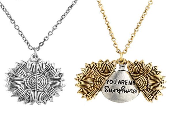 

you are my sunshine flower necklace for women open locket pendant necklaces vintage jewelry2213962, Silver