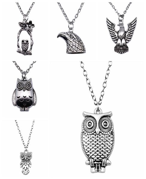 

school gifts 1pcs owl eagle pendant necklace women 435cm chains7467891, Silver