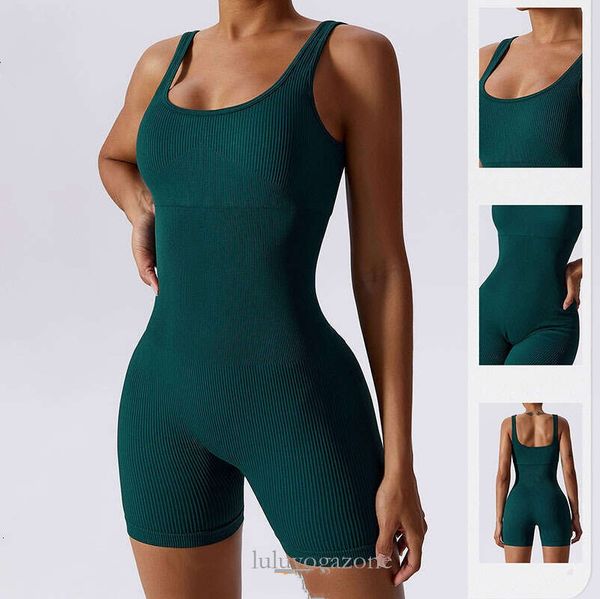 

women's designer lu lus bodysuit yoga one piece tummy control seamless ribbed jumpsuit padded sports bra romper fashion fiess sportwear