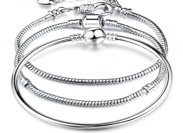 

925 sterling silver love chains bangle bracelet fit european beads charm bracelet for women&men s fashion diy jewelry gift3458697, Black