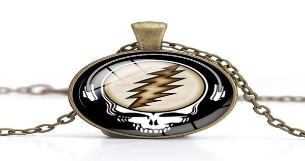 

new europe and america retro grateful dead time gem necklace necklace pattern glass alloy pendant jewelry custom whole2469354, Silver