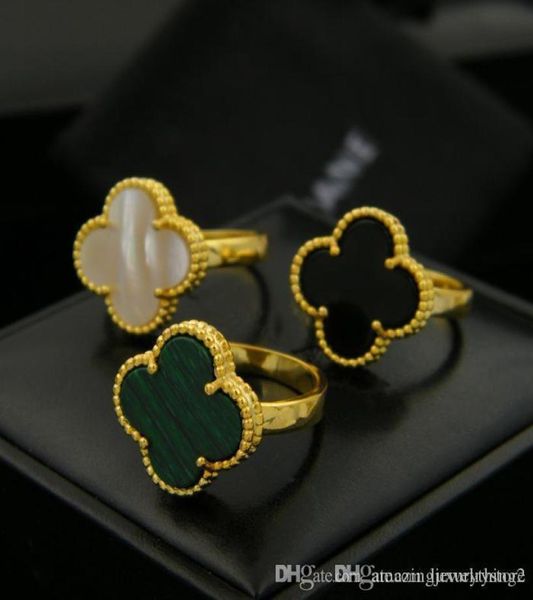 

rings four leaves clover design lady finger ring nature gemstone agate shell fit all for girls women ps76045411484, Silver