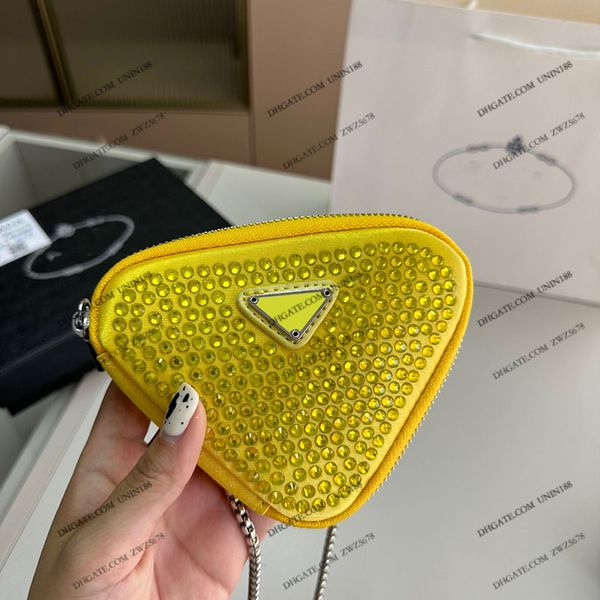 

italian 2023 women crossbody bags luxurys designers tote shopping bags handbag for ladies pouch purse mini triangular bag with crystal decor