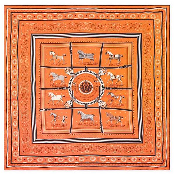 

manual hand rolled twill silk scarf women ten war horses printing square scarves echarpes foulards femme wrap bandana hijab 90cm*90cm, Blue;gray