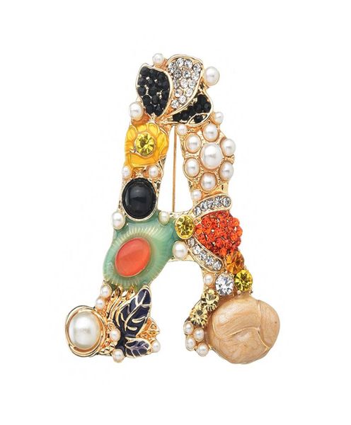 

alphabet brooch elegant and refined temperament releasing elegant temperament hard to change color creative letter design retro si9630524, Gray