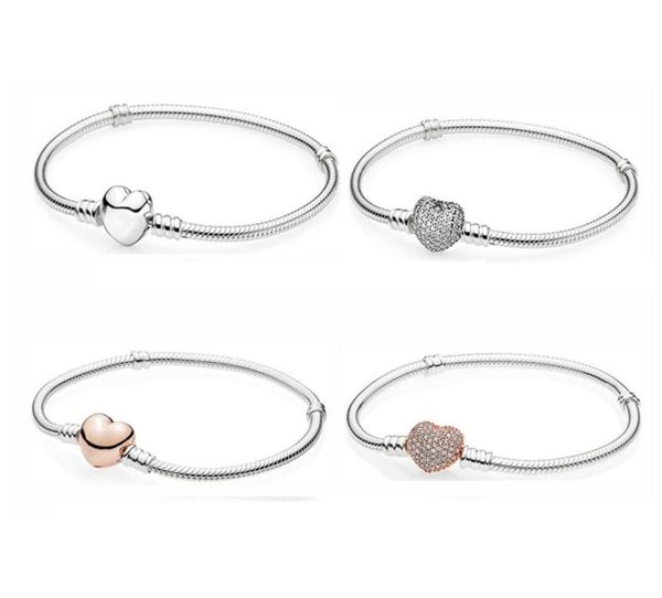

s925 sterling silver bracelets chain women with original box fits authentic cz diamond pave charms bracelet birthday gift christmas jewelry, Golden;silver