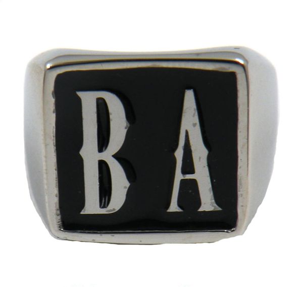 

fanssteel custom made stainless steel 2 initials ring alphabet ba name letters brothers sisters personalized gift mens wemens sign9515475, Silver