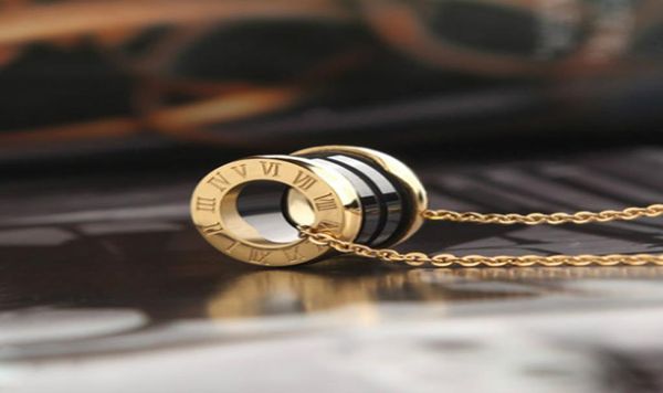 

2021 women luxury designer jewelry roman numeral ceramic pendant necklaces rose gold color stainless steel mens necklace gold chai8504768, Silver