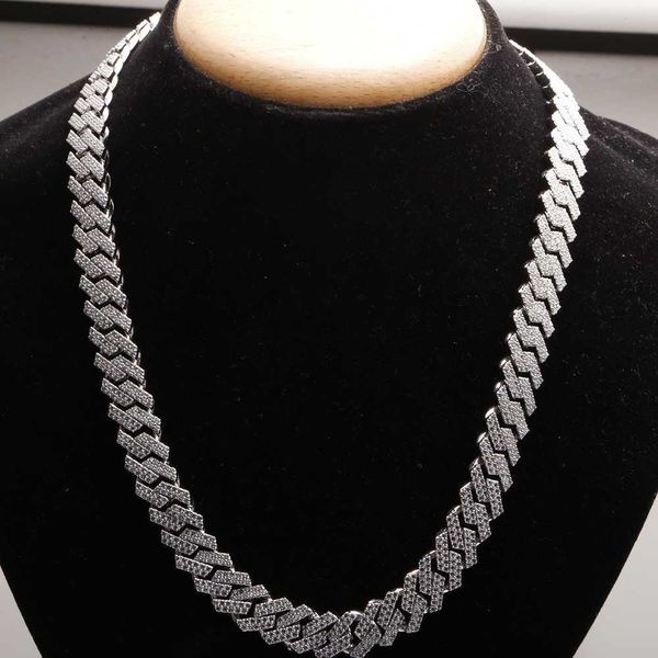 

vvs sneakers tennis body link 20mm saw real fine jewelry rhinestone custom cuban hip hop prong se moissanite diamond chain, Silver