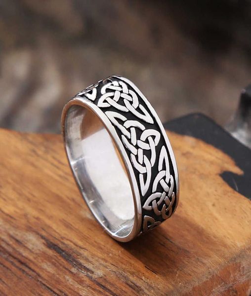 

vintage celtics spiral knot ring men and women punk nordic 316l stainless steel viking ring biker amulet jewelry size 7131234950, Silver