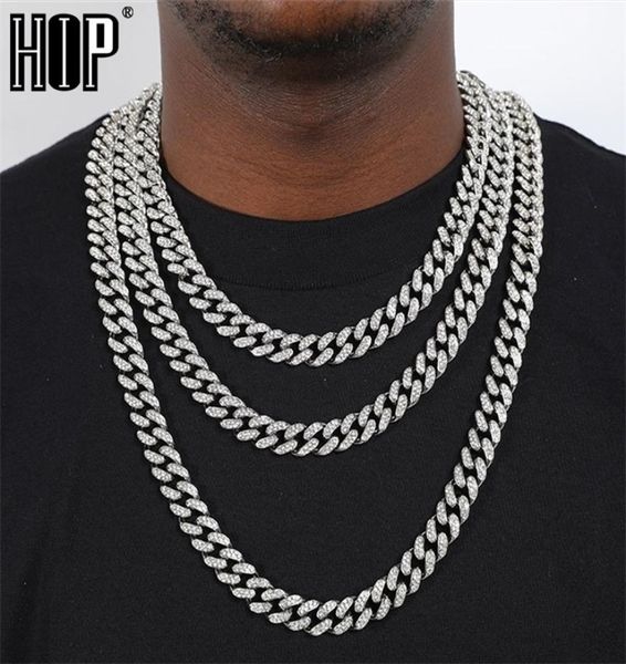 

pendant necklaces hip hop full miami curb cuban chain iced out paved cz bling rapper for men women jewelry 2210136111096, Silver