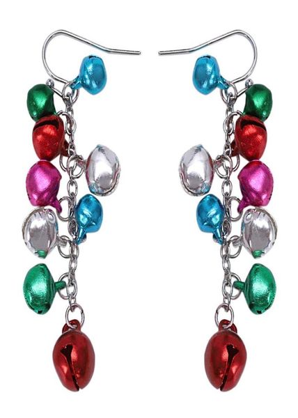 

multicolor silver tone christmas jingle bells dangle earrings chandelier5490644