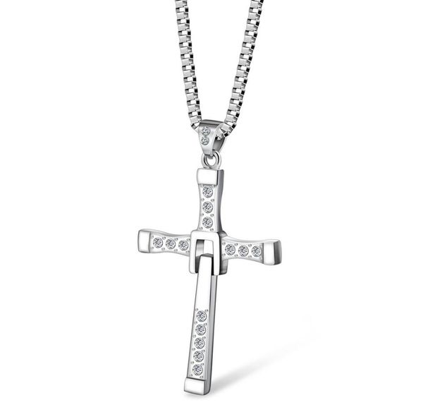 

mcw religion style the fast the furious cross men039s pendant necklace punk dominic toretto cross titanium steel necklaces8210744, Silver