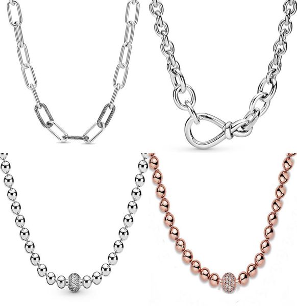 

fashion necklaces real me link chain chunky infinity knot rose beads sliding 925 sterling silver necklace for bead charm diy jewelry5306771