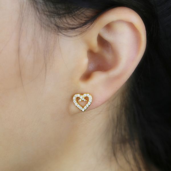 

new love heart wedding earring full iced out bling pave cubic zircon cz fashion hip hop women lady jewelry, Golden;silver