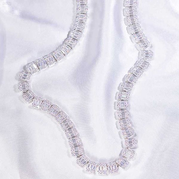 

customized quality solid pure silver vvs d color baguette moissanite diamond cuban link chain for hiphop life