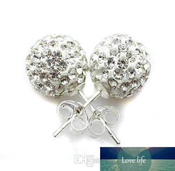 

30 pairslot 10mm jewelry crystal rhinestone mix colors white new disco ball beads clay crystall crystal earrings stud diy3205741, Golden;silver