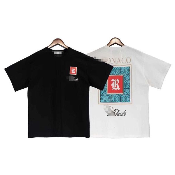 

men's t-shirts summer rhude high level print loose letter cotton solid t-shirt, White;black