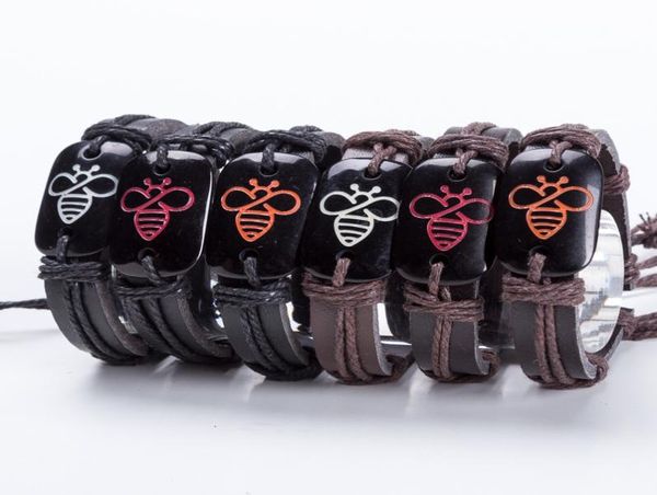 

bee leather bracelet popular handmade bracelets for men and women save earth bracelet5850051, Golden;silver