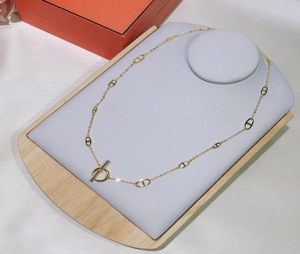 

brand for women letter round h lock jewelry s925 silver necklace set france quality golden gold superior quality necklace8466903