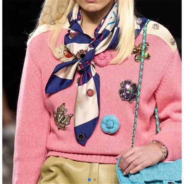 

women's sweaters designer women knits with letters pattern girls milan runway crop shirt high end long sleeve crystal buttons stretch, White;black