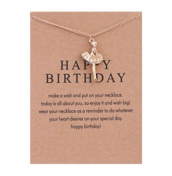 

new arrival dogeared necklace with gift card the ballet girl love wings cross key zodiac sign compass lotus pendant for women8508510, Silver