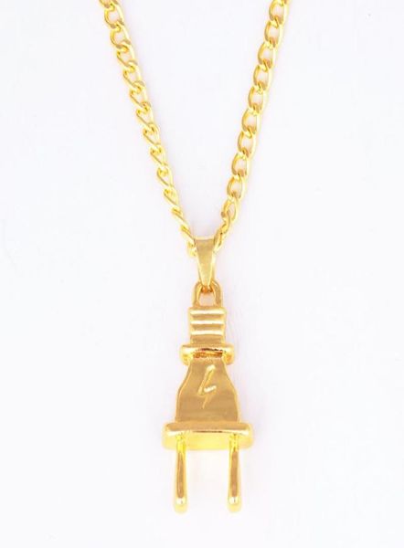 

gold plated plug pendant gold chain long necklace men women tide brand hip hop necklaces pendants hiphop jewelry 171129182999013, Silver