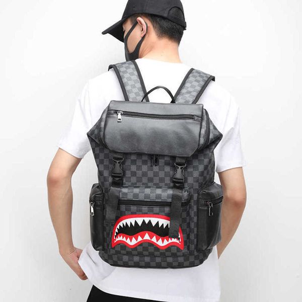 

backpack pu leather printed travel bag business large capacity leisure lapschoo