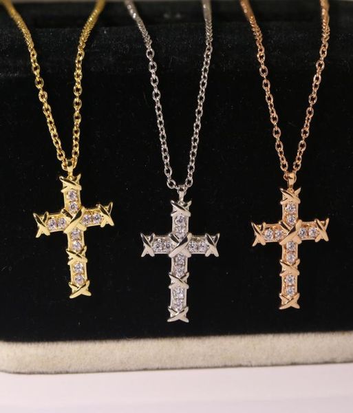 

2021 fashion selling cross necklace jewelry s925 sterling silver t princess cut bling cz diamonds party eternity clavicle chai9338586
