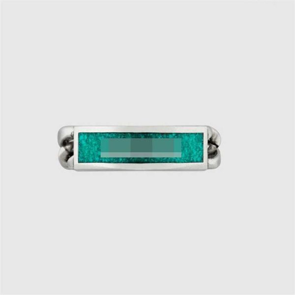 

2023 gujia new classic s925 sterling silver green enamel chain ring
