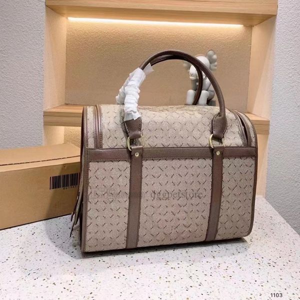 

Designer Carrier Airline Approved TSA Approvel Pet Carriers for Cats Dogs of 10 Lbs Dog Handbag With Classic Letter Pattern Khaki C25, Default