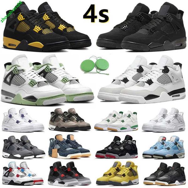 

box with 4 jumpman 4s men women basketball shoes thunder pine green seafoam military black cat canvas red white oreo midnight navy unc sail