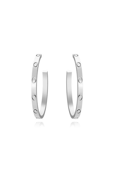 

large hoop huggie screw love earrings for women ladies girls gift jewelry 316l titanium steel famous brand jewelry surface width4122611, Golden;silver