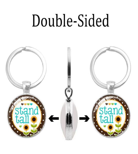 

2019 new fashion necklace cross-border new accessories time gem double-sided keychain metal key ring ornaments small gifts4952835, Silver