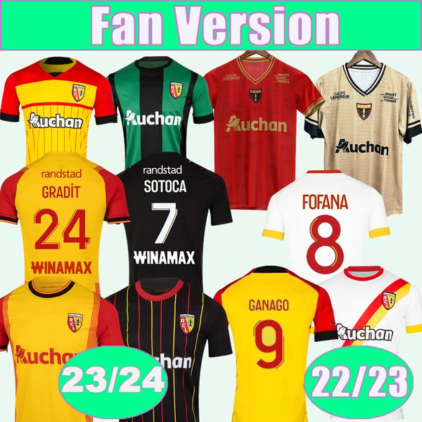 

2023 24 lens fofana kakuta mens soccer jerseys 22 23 ganago medina cahuzac sotoca clauss home away 3rd special edition football shirt unifor, Black;yellow